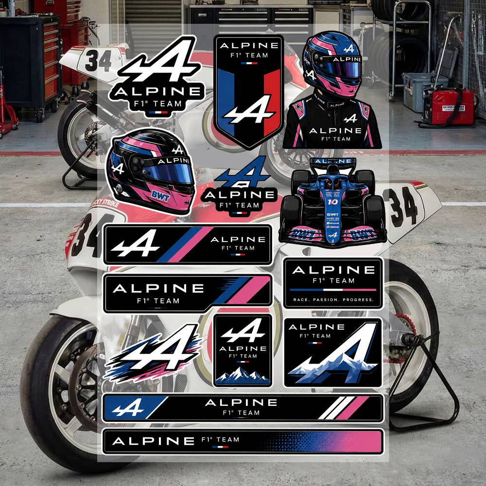 Motorcycle Gear Alpine - Naklejki Estetyczne Graffiti Alpine F-ONE Team,