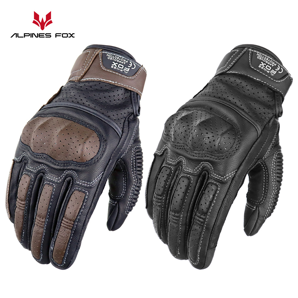 Motorcycle Gear Alpine - Rękawice motocyklowe w stylu vintage Prawdziwa