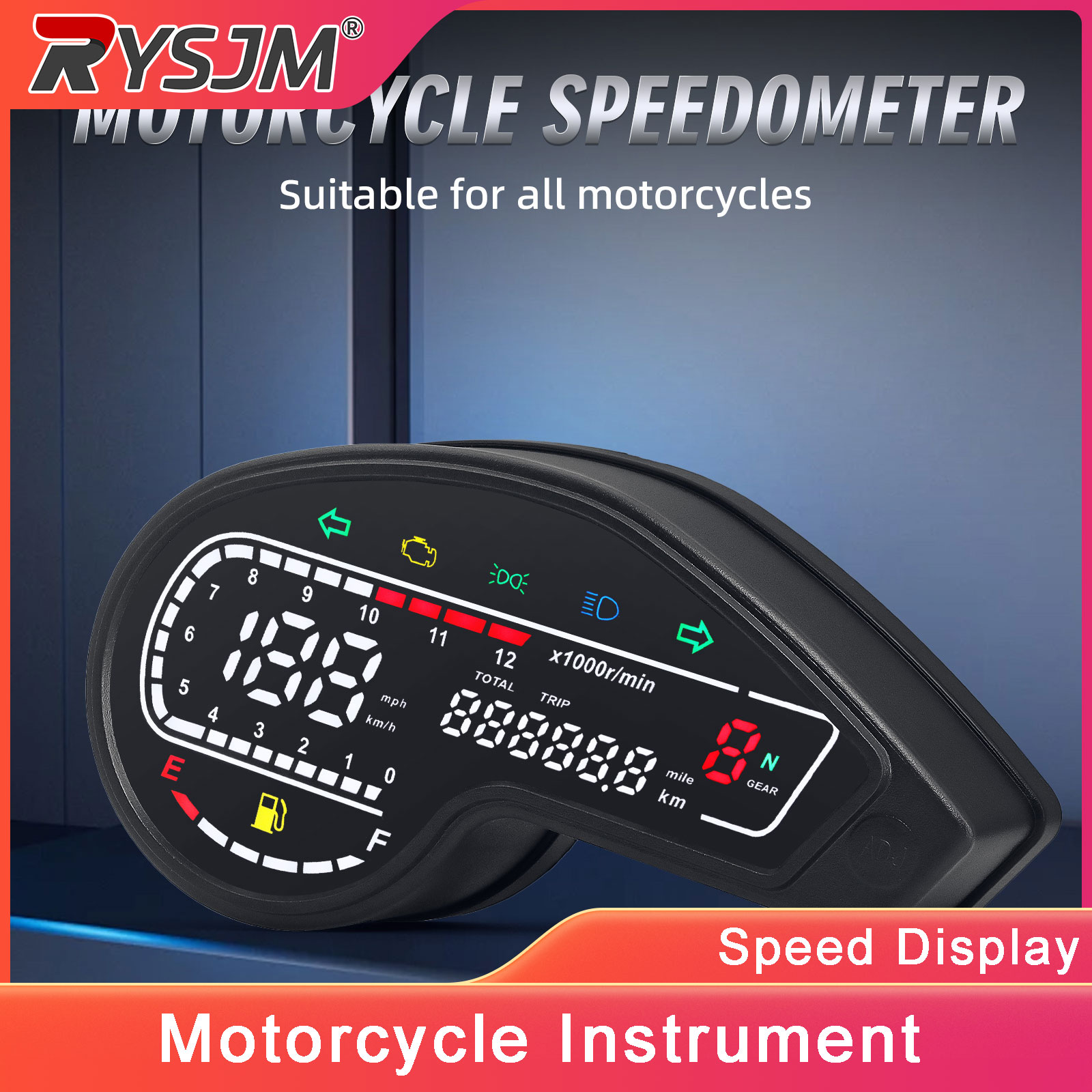 Motorcycle Gear Display - Cyfrowy licznik prędkości LED z tachometrem,